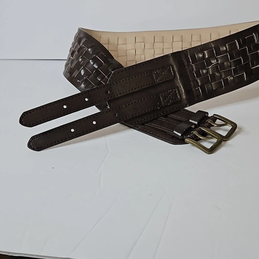 Double Buckle Wide Belt Sz M Brown NWT